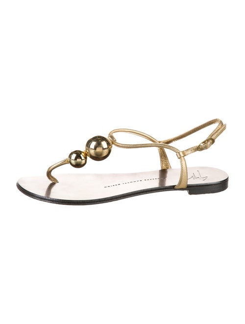 Giuseppe Zanotti Leather Crystal Embellishments T-Strap Sandals