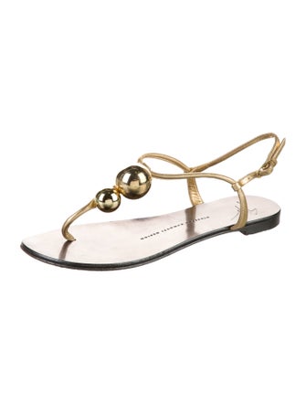 Giuseppe Zanotti Leather Crystal Embellishments T-Strap Sandals