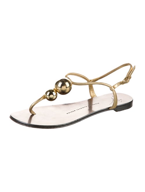 Giuseppe Zanotti Leather Crystal Embellishments T-Strap Sandals