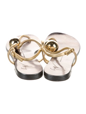 Giuseppe Zanotti Leather Crystal Embellishments T-Strap Sandals