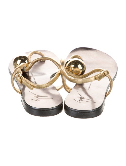 Giuseppe Zanotti Leather Crystal Embellishments T-Strap Sandals