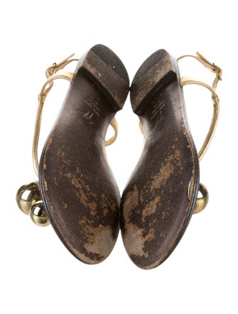 Giuseppe Zanotti Leather Crystal Embellishments T-Strap Sandals