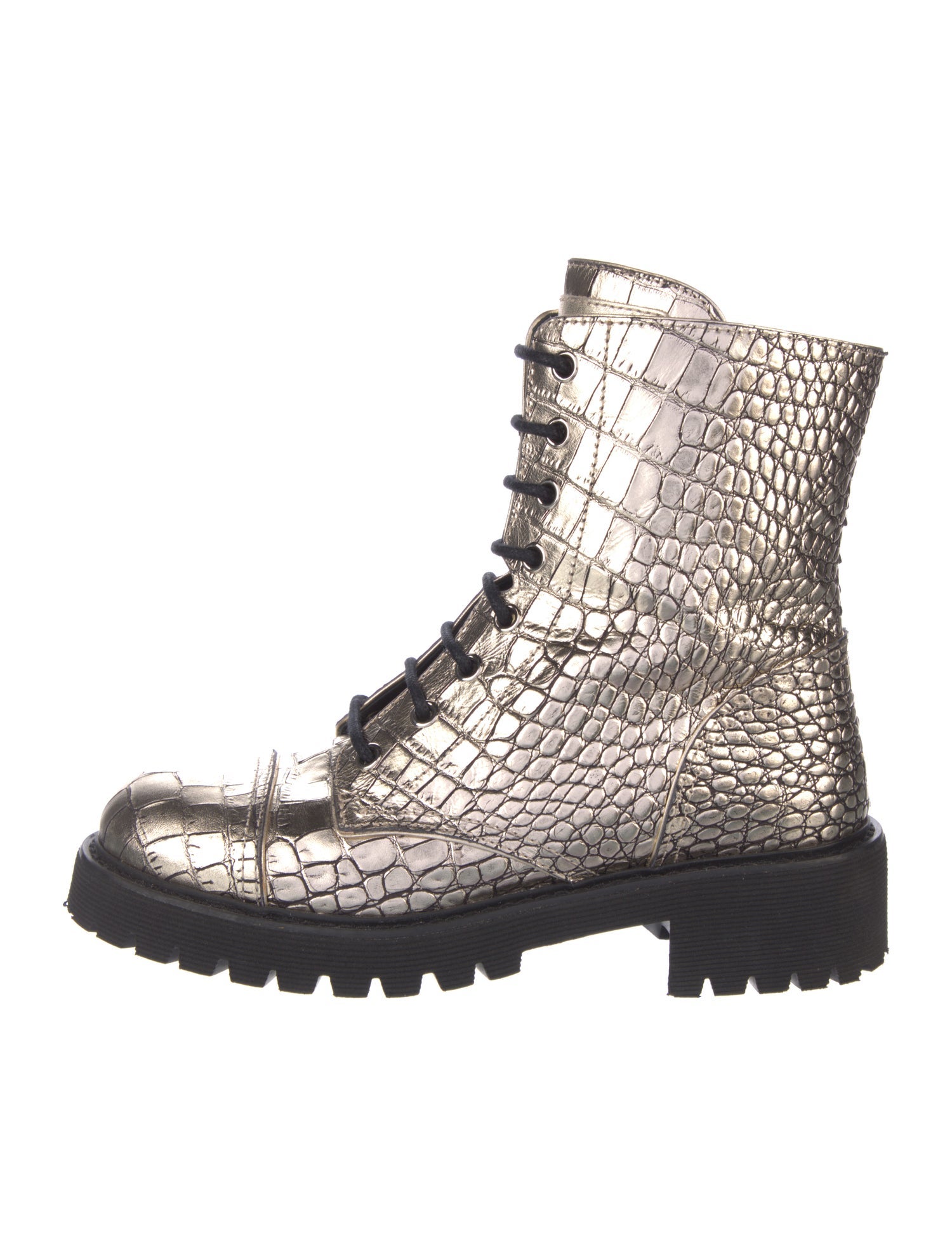 Giuseppe Zanotti Leather Animal Print Combat Boots