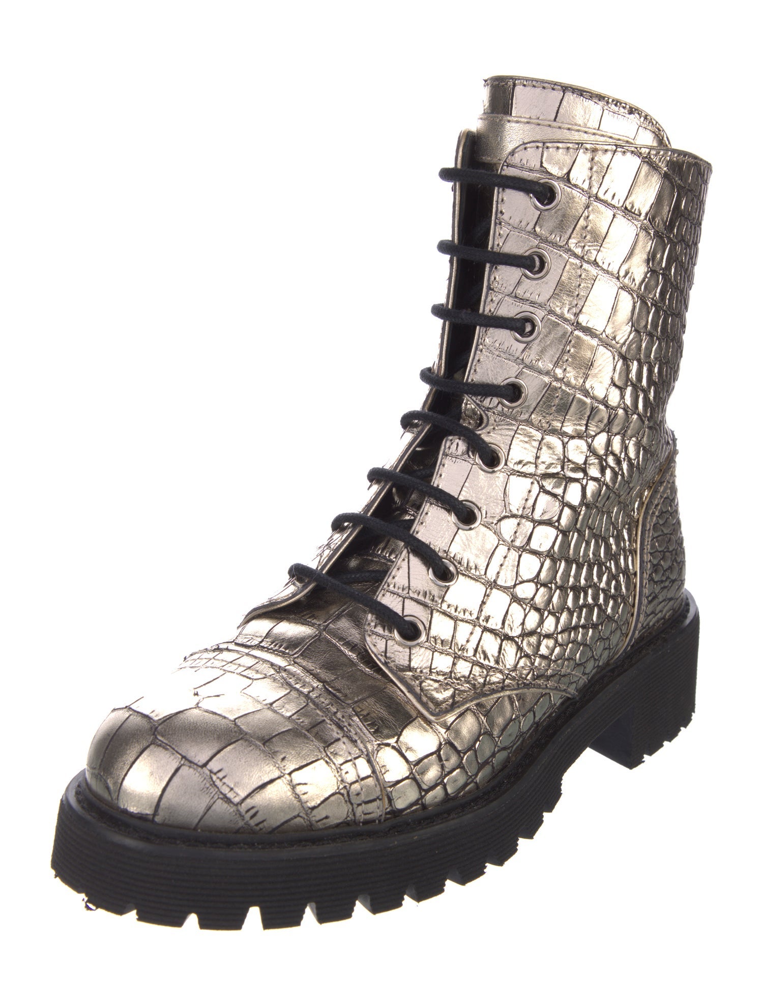 Giuseppe Zanotti Leather Animal Print Combat Boots