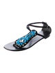 Giuseppe Zanotti Suede Crystal Embellishments T-Strap Sandals