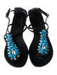 Giuseppe Zanotti Suede Crystal Embellishments T-Strap Sandals