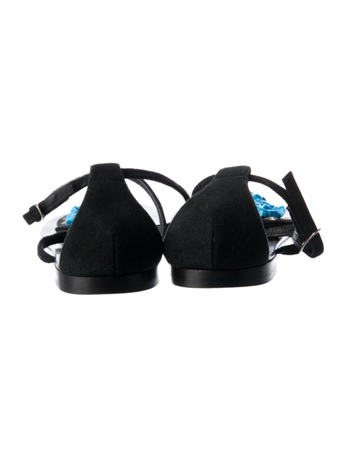 Giuseppe Zanotti Suede Crystal Embellishments T-Strap Sandals