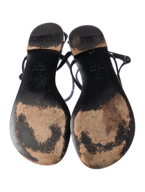 Giuseppe Zanotti Suede Crystal Embellishments T-Strap Sandals