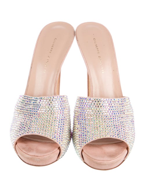 Giuseppe Zanotti Suede Crystal Embellishments Mules