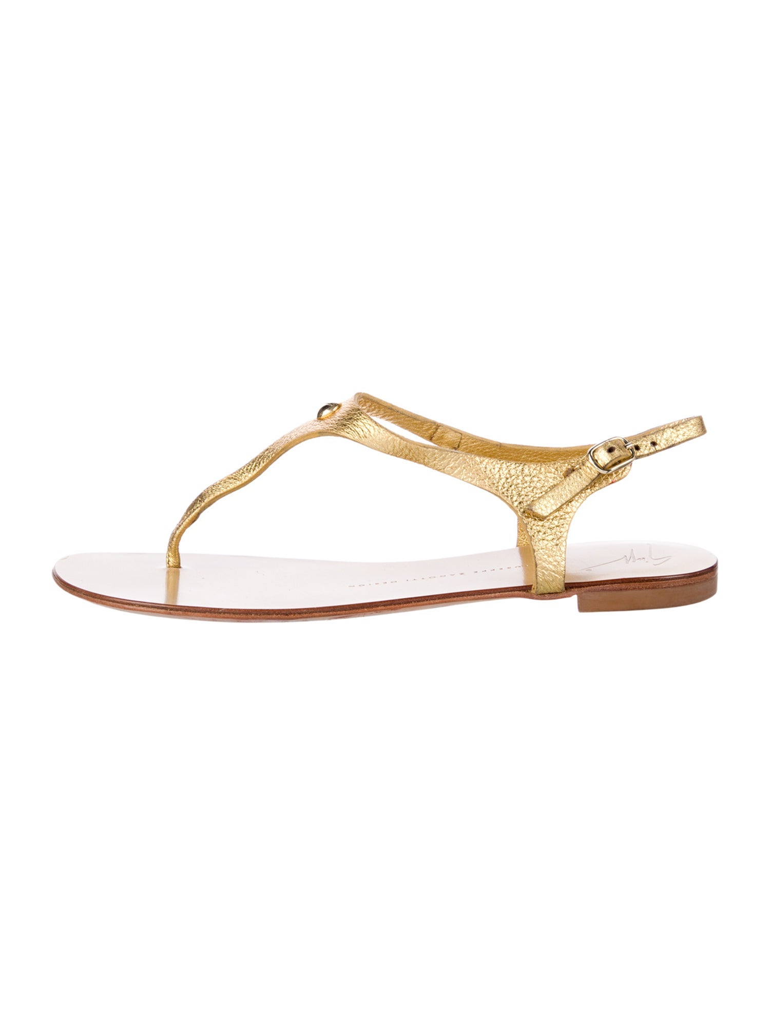 Giuseppe Zanotti Leather Crystal Embellishments T-Strap Sandals