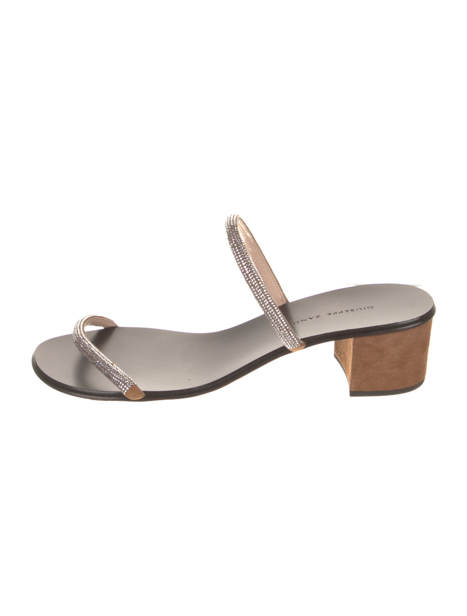 Giuseppe Zanotti Suede Crystal Embellishments Slides