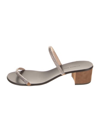 Giuseppe Zanotti Suede Crystal Embellishments Slides