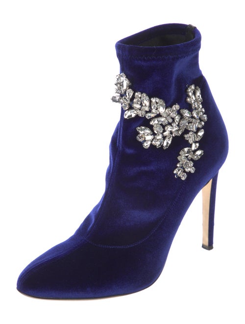 Giuseppe Zanotti Velvet Crystal Embellishments Sock Boots
