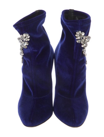 Giuseppe Zanotti Velvet Crystal Embellishments Sock Boots