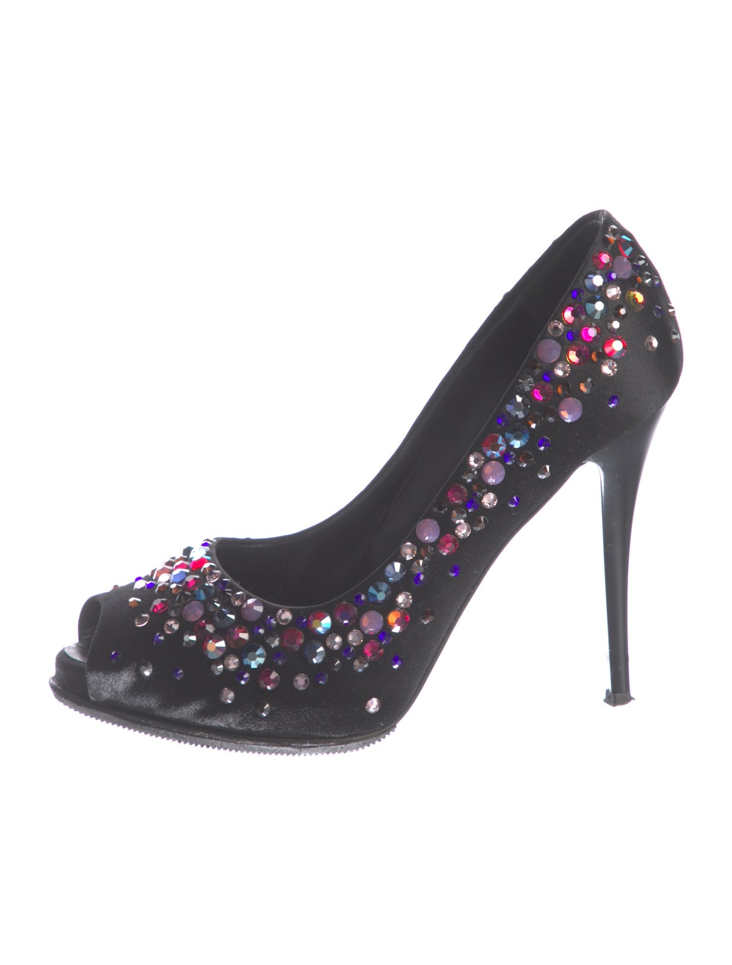 Giuseppe Zanotti Satin Crystal Embellishments Pumps