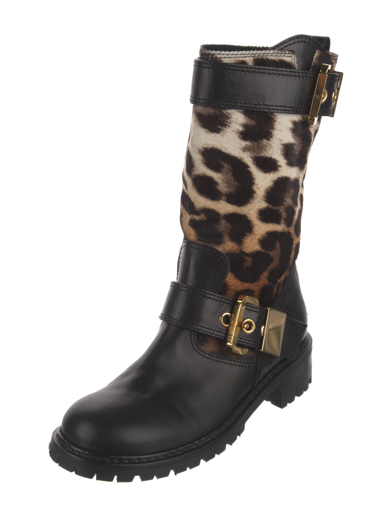 Giuseppe Zanotti Ponyhair Animal Print Moto Boots