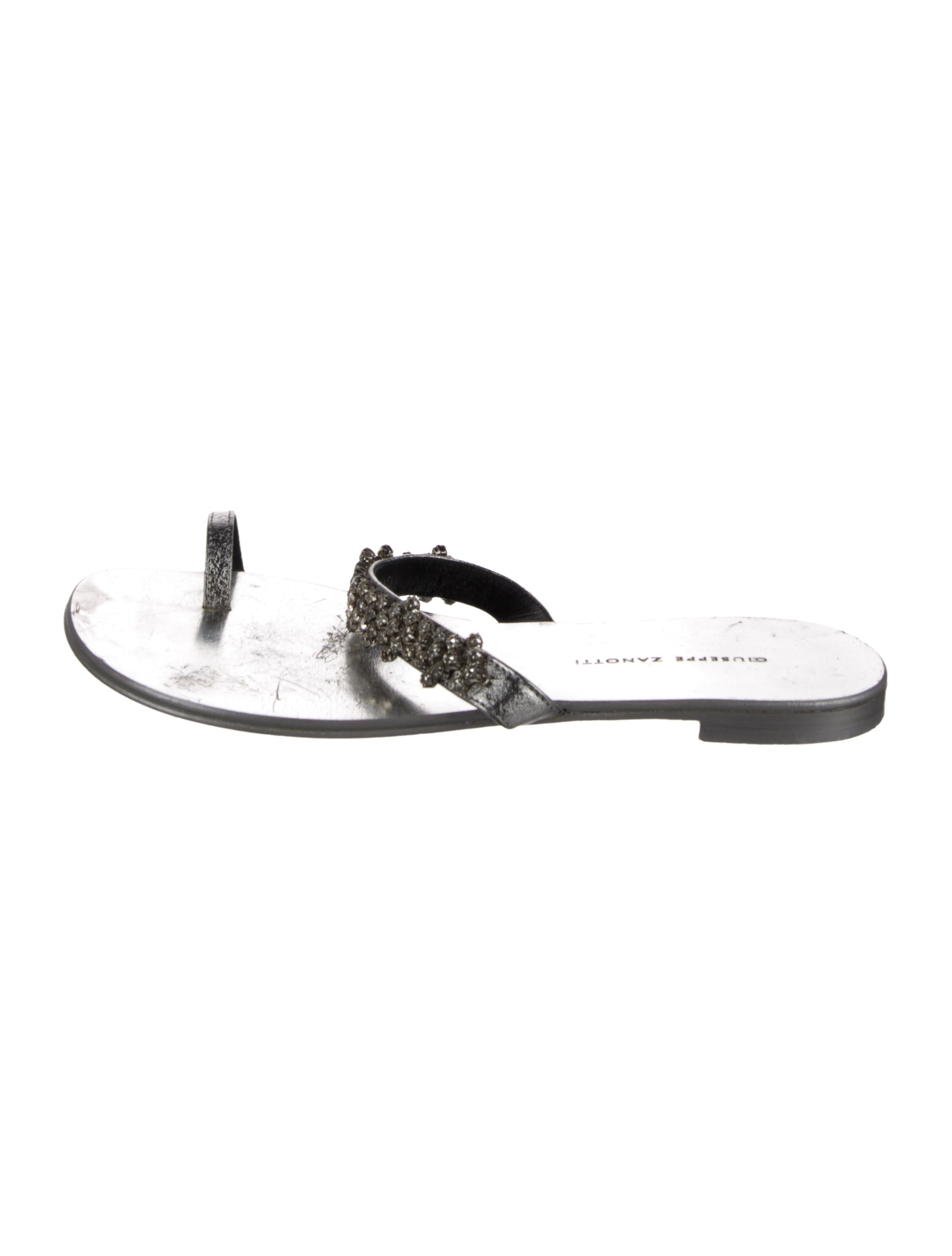 Giuseppe Zanotti Leather Crystal Embellishments Slides