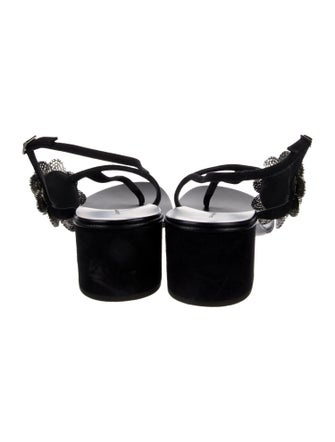 Giuseppe Zanotti Suede Crystal Embellishments T-Strap Sandals