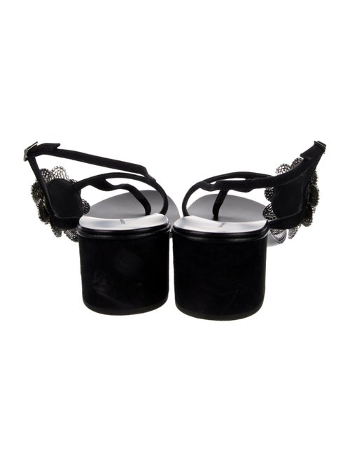 Giuseppe Zanotti Suede Crystal Embellishments T-Strap Sandals