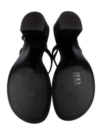 Giuseppe Zanotti Suede Crystal Embellishments T-Strap Sandals