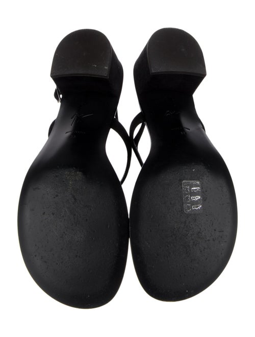 Giuseppe Zanotti Suede Crystal Embellishments T-Strap Sandals