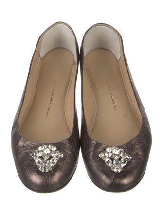 Giuseppe Zanotti Leather Crystal Embellishments Ballet Flats