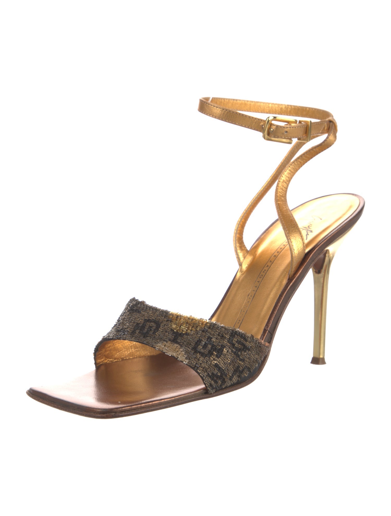 Giuseppe Zanotti Leather Sequin Embellishments Sandals