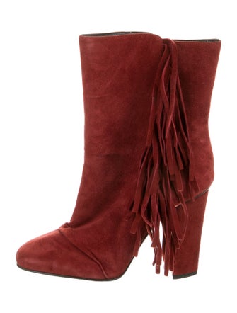 Giuseppe Zanotti Suede Fringe Trim Accent Boots