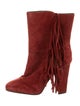 Giuseppe Zanotti Suede Fringe Trim Accent Boots