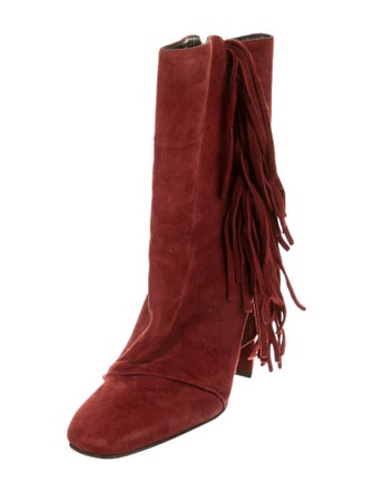 Giuseppe Zanotti Suede Fringe Trim Accent Boots