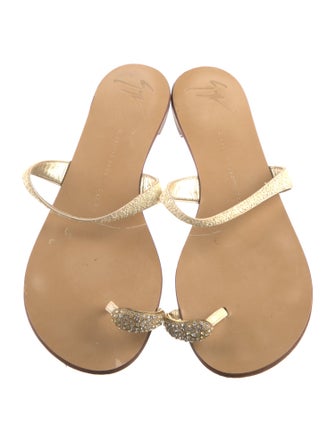 Giuseppe Zanotti Leather Crystal Embellishments Slides