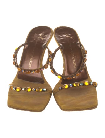 Giuseppe Zanotti Suede Crystal Embellishments Slides