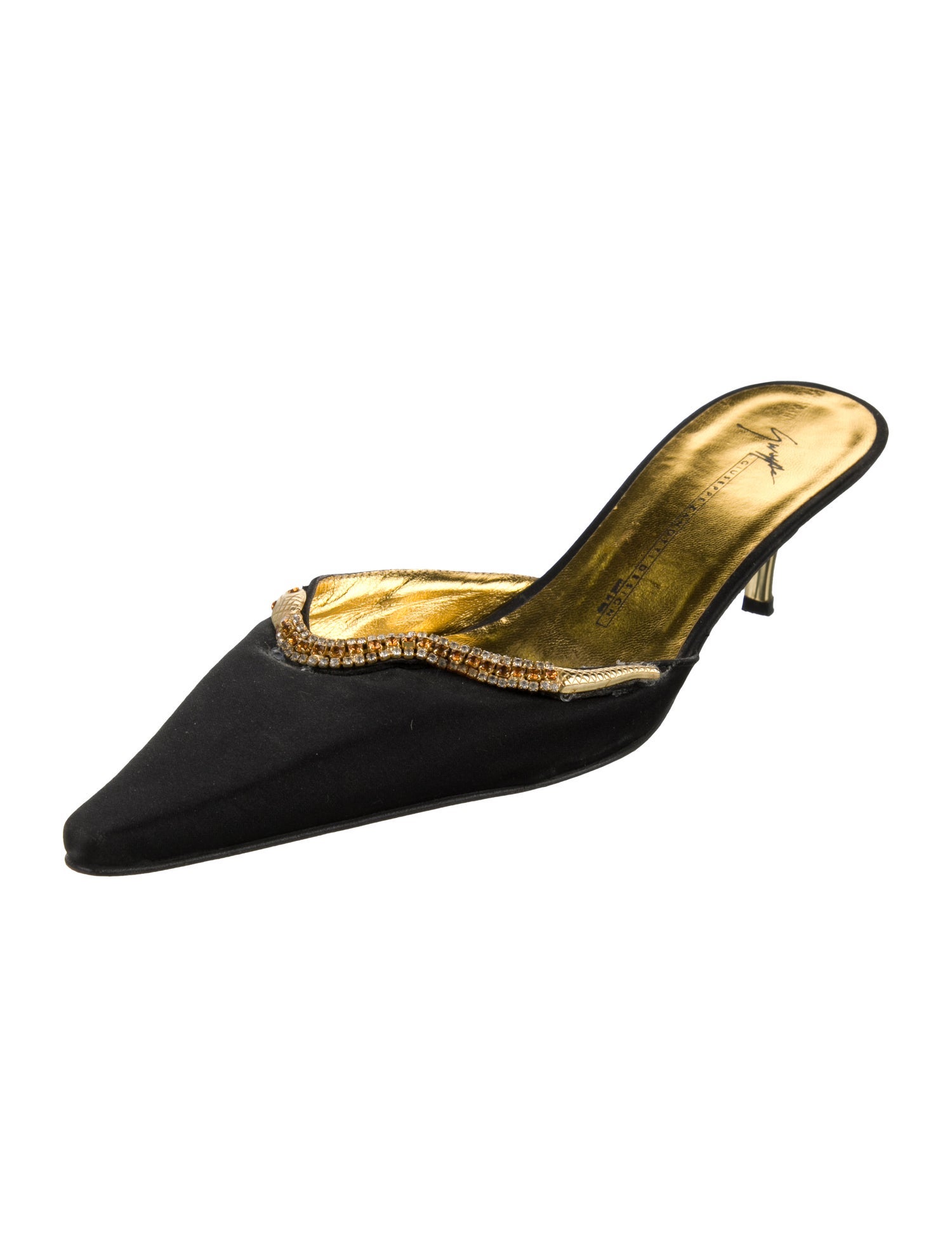 Giuseppe Zanotti Satin Crystal Embellishments Mules