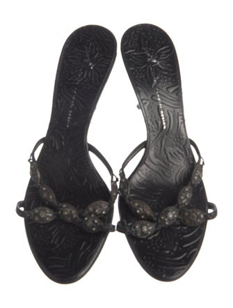 Giuseppe Zanotti Leather Crystal Embellishments Slides