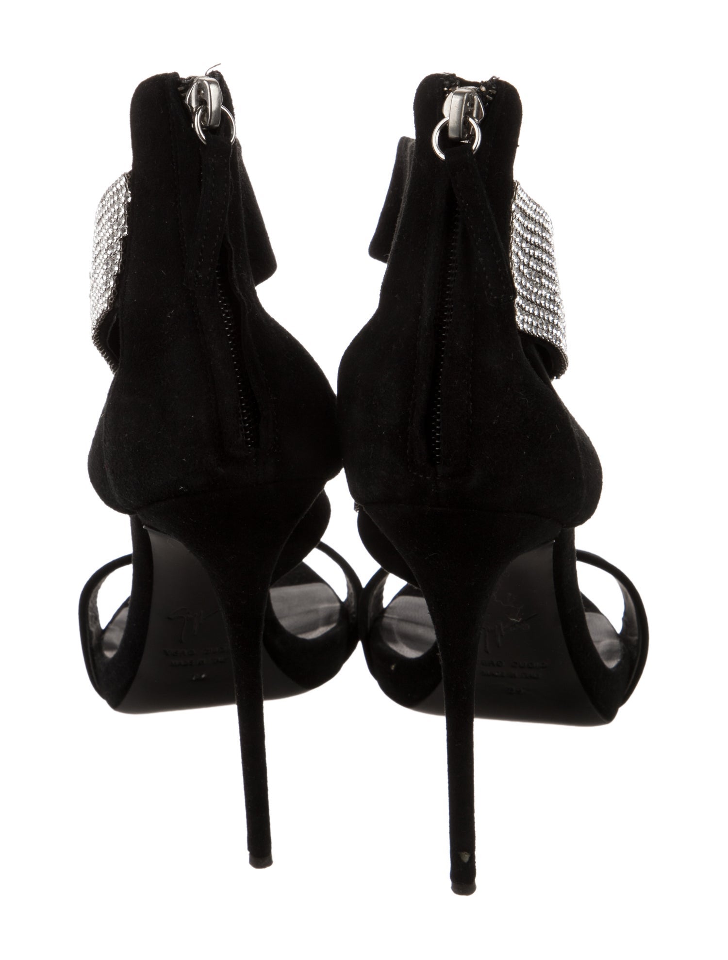 Giuseppe Zanotti Suede Crystal Embellishments Slingback Sandals