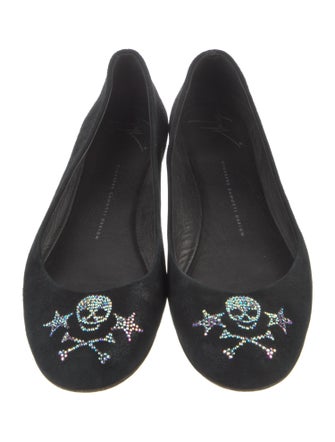 Giuseppe Zanotti Suede Crystal Embellishments Flats