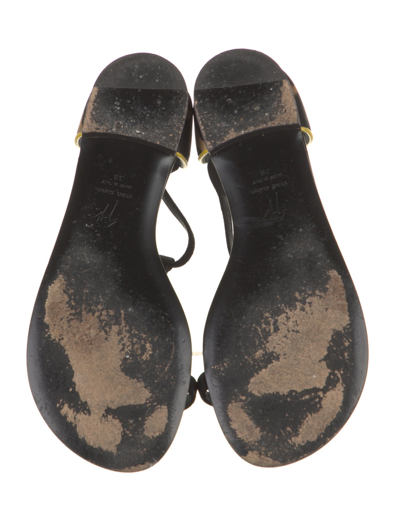 Giuseppe Zanotti Suede Crystal Embellishments T-Strap Sandals