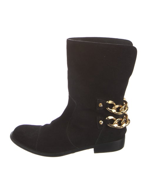 Giuseppe Zanotti Suede Chain-Link Accents Moto Boots