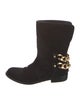 Giuseppe Zanotti Suede Chain-Link Accents Moto Boots