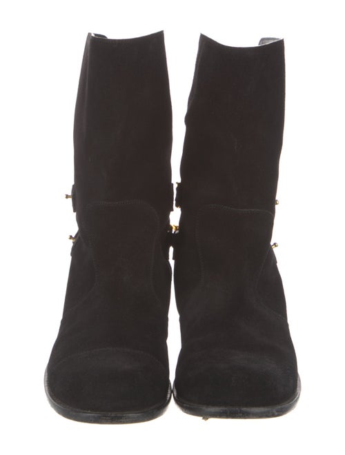 Giuseppe Zanotti Suede Chain-Link Accents Moto Boots
