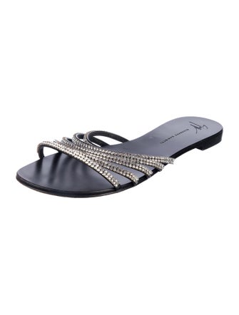 Giuseppe Zanotti Leather Crystal Embellishments Slides