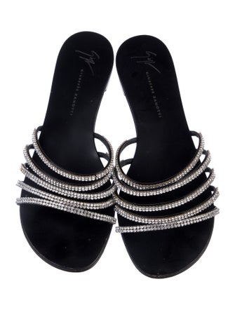 Giuseppe Zanotti Leather Crystal Embellishments Slides