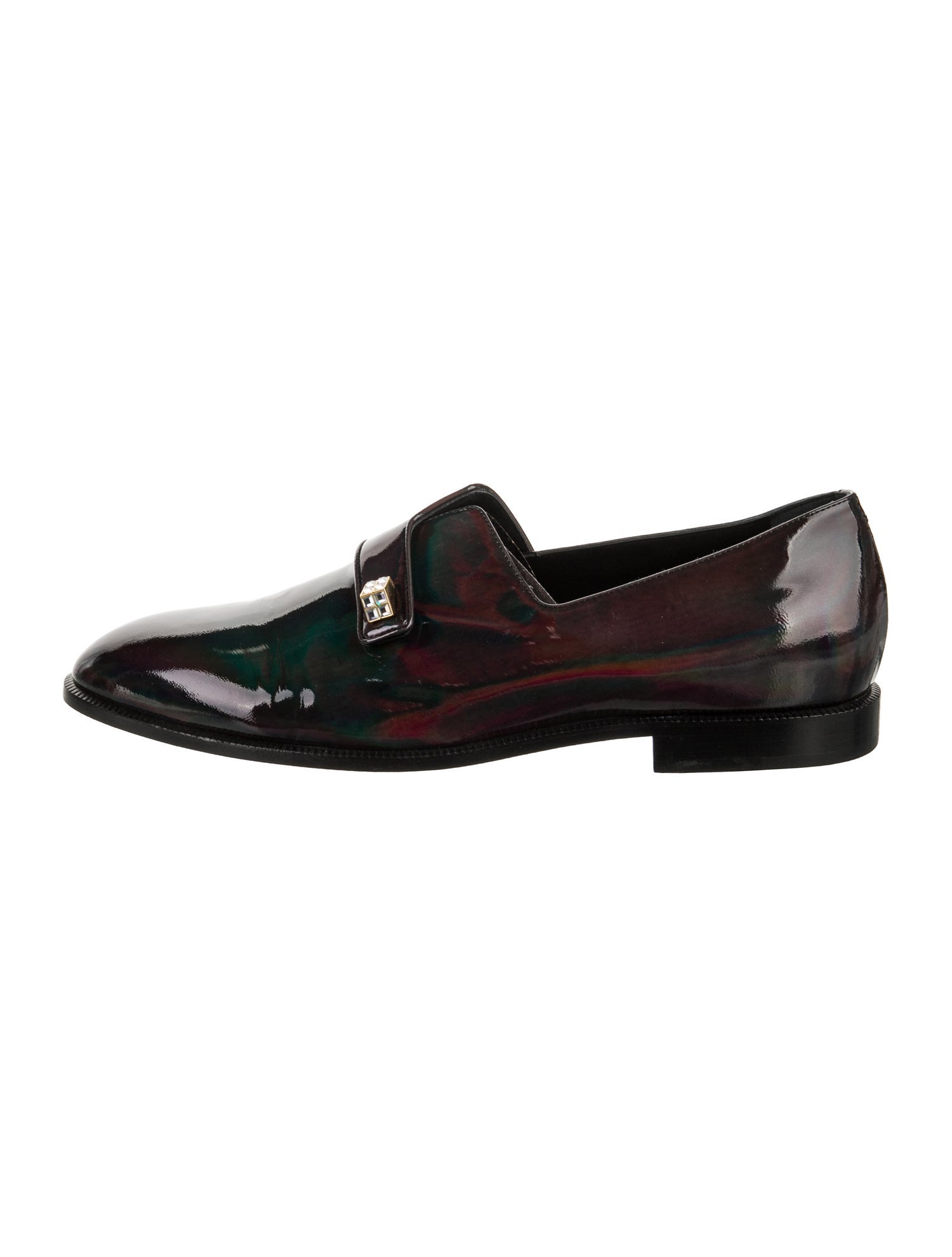 Giuseppe Zanotti Patent Leather Crystal Embellishments Dress Loafers