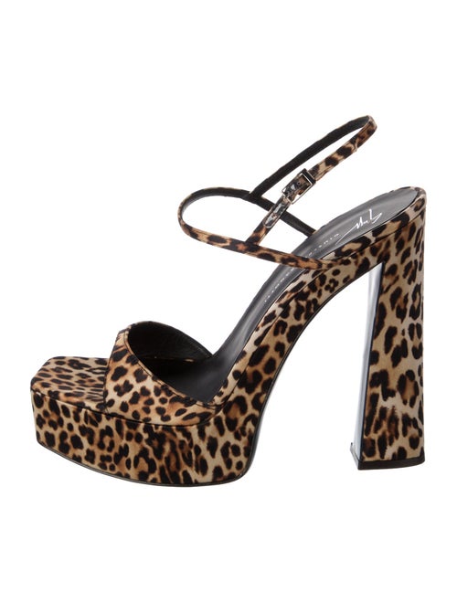 Giuseppe Zanotti Satin Animal Print Slingback Sandals