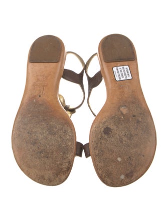 Giuseppe Zanotti Leather Crystal Embellishments T-Strap Sandals