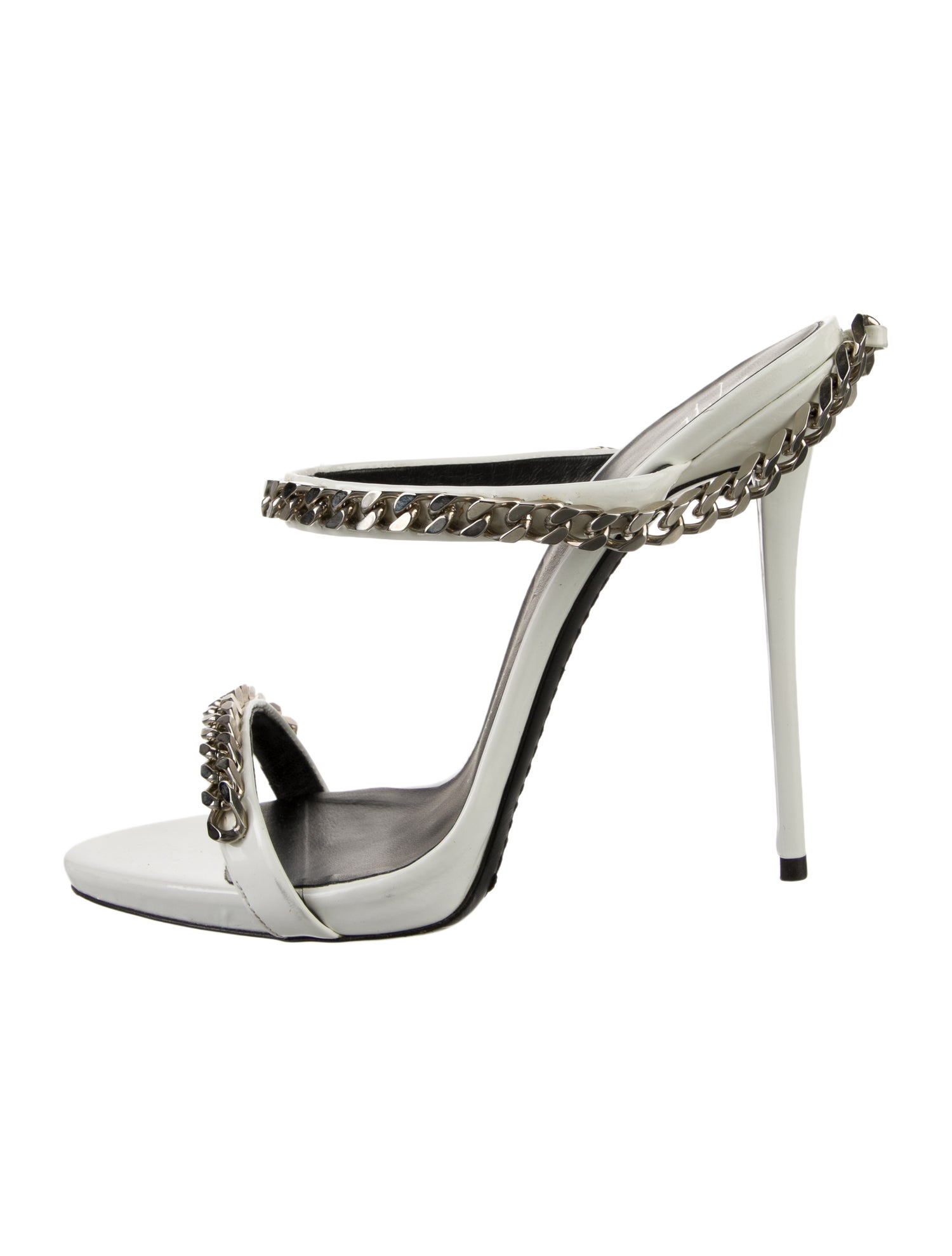 Giuseppe Zanotti Leather Chain-Link Accents Slides