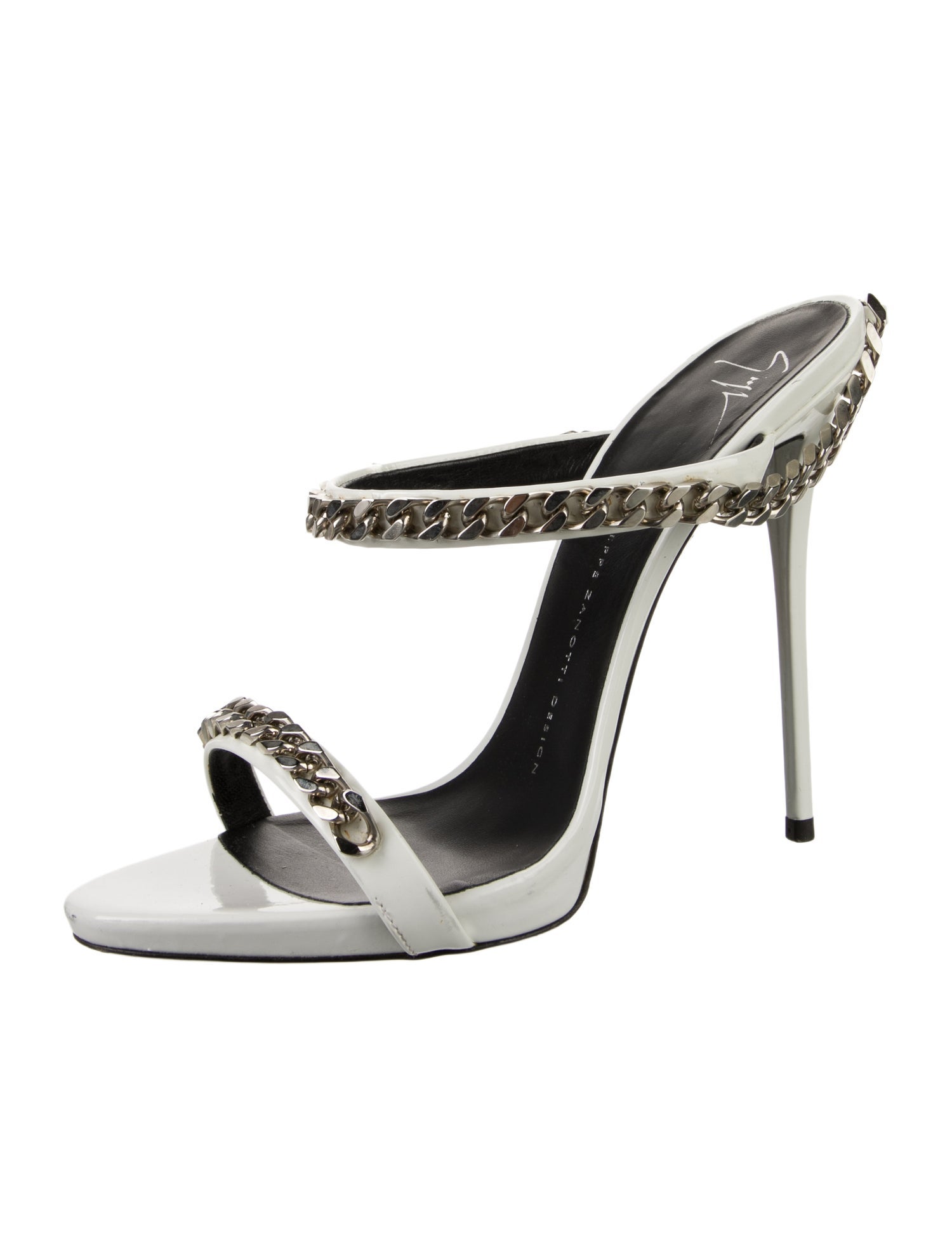 Giuseppe Zanotti Leather Chain-Link Accents Slides