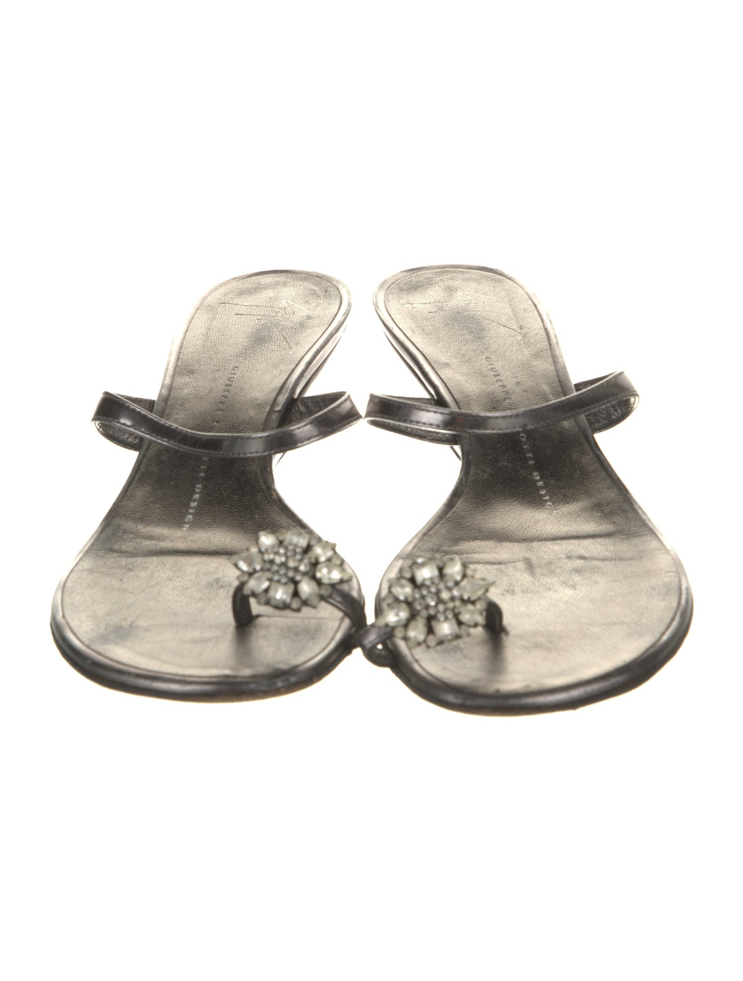 Giuseppe Zanotti Leather Crystal Embellishments Slides