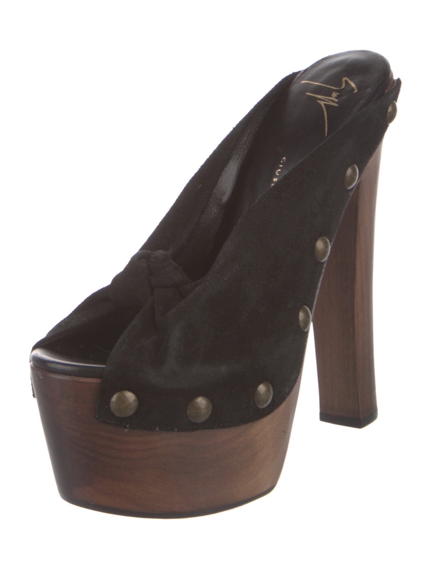 Giuseppe Zanotti Suede Studded Accents Slides