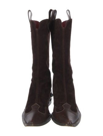 Giuseppe Zanotti Suede Leather Trim Embellishment Boots